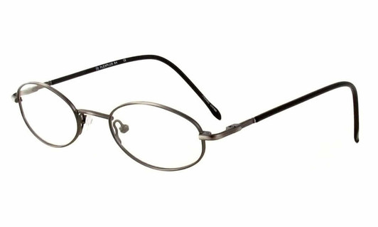 Profile View of Calabria FlexPlus 84 Pewter Designer Blue Light Blocking Reading Glasses 46mm Ne Profile View of Calabria FlexPlus 84 Pewter Designer Blue Light Blocking Reading Glasses 46mm Ne