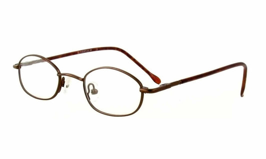Profile View of Calabria FlexPlus 88 Brown Designer Blue Light Block Reading Glasses 43mm /Power