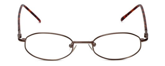 Front View of FlexPlus Designer Blue Light Blocking Reading Glasses Model 89 Brown-Satin 46mm