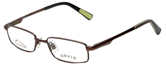 Profile View of Orvis Designer Blue Light Blocking Reading Glasses Brown-Green 50mm Power Option