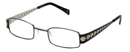 Profile View of Cinzia Designer Blue Light Block Reading Glasses Industrial C1 Black Silver 44mm