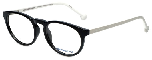 Profile View of Jonathan Adler Designer Blue Light Block Reading Glasses JA306-Black Black 51mm
