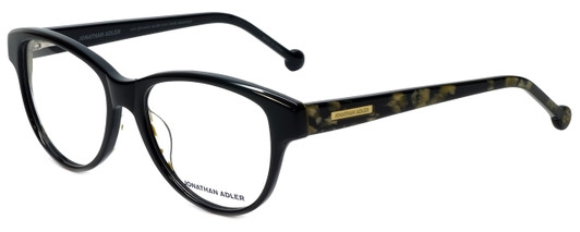Profile View of Jonathan Adler Designer Blue Light Block Reading Glasses JA310-Black Black 53mm