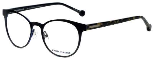Profile View of Jonathan Adler Designer Blue Light Block Reading Glasses JA506-Black Black 51mm