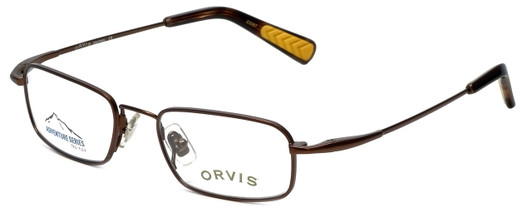 Profile View of Orvis Designer Blue Light Blocking Reading Glasses Journey Brown 46mm 20 Powers