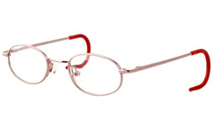 Profile View of Calabria KiddyFlex 3 Pink Designer Blue Light Block Reading Glasses 40mm w/Power