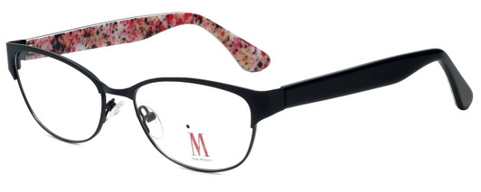 Profile View of Isaac Mizrahi Designer Blue Light Block Reading Glasses M109-01 Black Pink 52mm