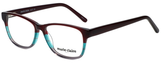 Profile View of Marie Claire Blue Light Blocking Reading Glasses MC6217-BUR Burgundy Stripe 52mm