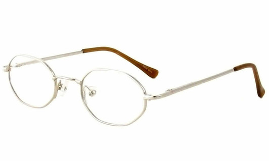 Profile View of Calabria MetaFlex EE Gold Amber 39 mm Designer Blue Light Block Reading Glasses