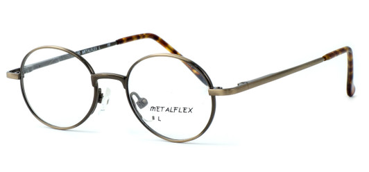 Profile View of Calabria MetaFlex L Antique Gold 40 mm Designer Blue Light Block Reading Glasses