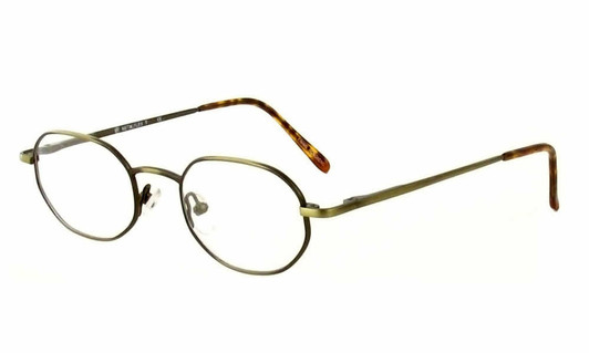 Profile View of Calabria MetaFlex T Gold Amber Designer Blue Light Blocking Reading Glasses 44mm