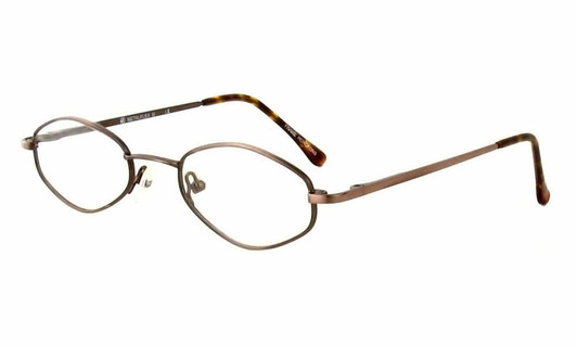 Profile View of Calabria MetaFlex T Pewter Designer Blue Light Block Reading Glasses 44mm /Power