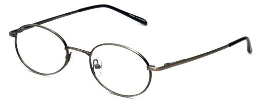 Profile View of MetalFlex Designer Blue Light Blocking Reading Glasses Model M Ant-Pewter 48mm N