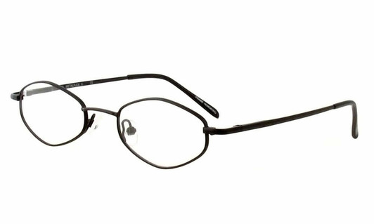 Profile View of Calabria MetalFlex U Brown Designer Blue Light Block Reading Glasses 48mm /Power