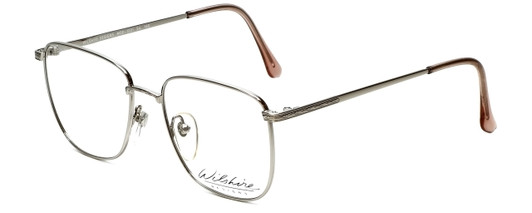 Profile View of Wilshire Designer Blue Light Blocking Reading Glasses Mod-1221 in Silver 50mm Ne