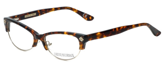 Profile View of Corinne McCormack Designer Blue Light Block Reading Glasses Monroe Tortoise 53mm