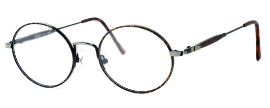Profile View of Fashion Blue Light Block Reading Glasses Prep Kids Dark Amber Antique Silver 46