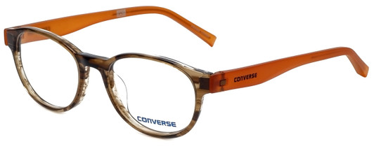 Profile View of Converse Designer Blue Light Block Reading Glasses Q014 Brown Stripe Orange 48mm