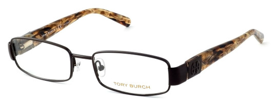 Profile View of Tory Burch Designer Blue Light Blocking Reading Glasses TY1023-120 in Brown 50mm