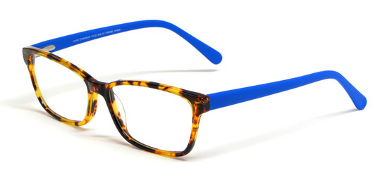 Profile View of Calabria Viv 838 Designer Blue Light Blocking Reading Glasses Tortoise 20 Powers