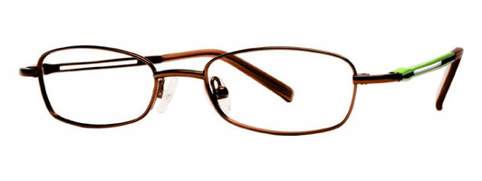 Profile View of Calabria Viv Kids 107 Designer Blue Light Blocking Reading Glasses in Brown 43mm