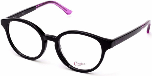Profile View of Candies Designer Blue Light Blocking Reading Glasses CA0150-001 in Black 49 mm N