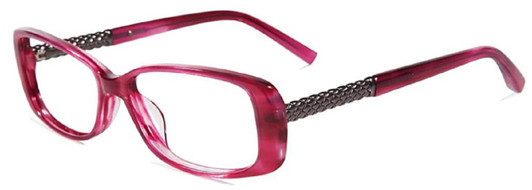 Profile View of Jones New York Designer Blue Light Blocking Reading Glasses J746 in Pink 54mm