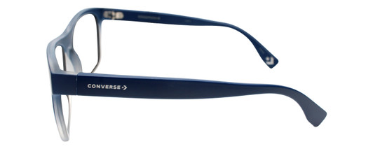 Side View of Converse H093 Designer Reading Eye Glasses with Prescription Bi-Focal Rx Lenses in Matte Blue Navy Crystal Unisex Rectangle Full Rim Acetate 60 mm