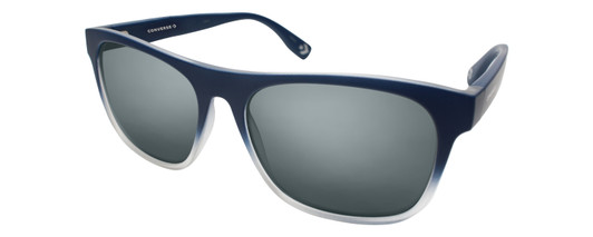 Profile View of Converse H093 Designer Polarized Sunglasses with Custom Cut Smoke Grey Lenses in Matte Blue Navy Crystal Unisex Rectangle Full Rim Acetate 60 mm