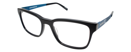 Profile View of Converse Q306 Designer Progressive Lens Prescription Rx Eyeglasses in Black Blue Unisex Rectangle Full Rim Acetate 52 mm