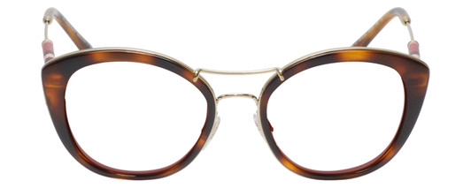 Front View of Burberry BE4251Q Designer Reading Eye Glasses in Tortoise Havana Brown Gold Ladies Cateye Full Rim Metal 53 mm