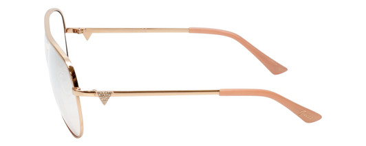 Side View of Guess Factory GF6098 Designer Reading Eye Glasses in Rose Gold Ladies Aviator Full Rim Metal 64 mm