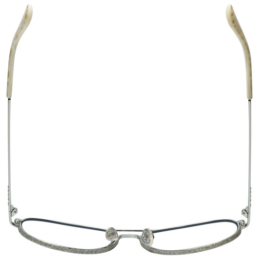 Top View of Guess GU7555 Designer Reading Eye Glasses in Silver Glitter Pearl Gold Ladies Aviator Full Rim Metal 59 mm