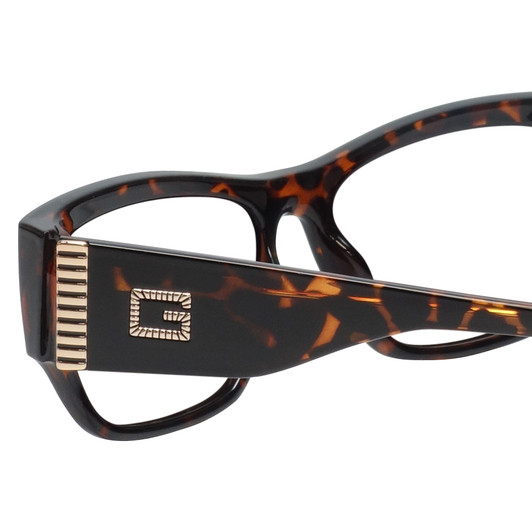 Close Up View of Guess GU7623 Designer Reading Eye Glasses in Havana Tortoise Ladies Cateye Full Rim Acetate 57 mm