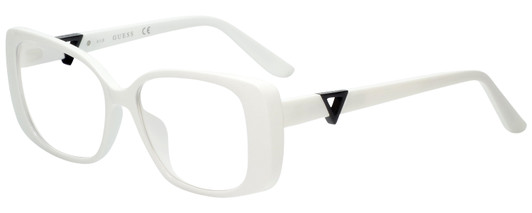 Profile View of Guess GU7631 Designer Reading Eye Glasses in White Ladies Butterfly Full Rim Acetate 53 mm