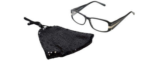 Calabria Women Black Sequin Mask&Match 827 Crystals Designer Eyeglasses&Retainer