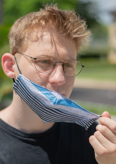 Calabria Men Navy Blue Stripe Mask&Match Sebastian Tortoise Eyeglasses &Retainer
