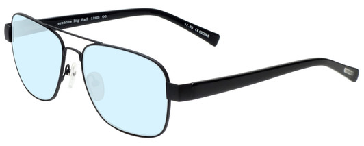 Profile View of Eyebobs Big Ball Designer Blue Light Blocking Eyeglasses in Gun Metal Black Unisex Aviator Full Rim Metal 56 mm