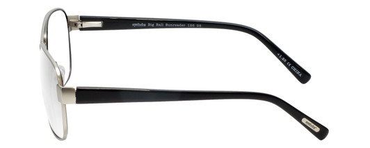 Side View of Eyebobs Big Ball Designer Reading Eye Glasses in Gun Metal Silver Unisex Aviator Full Rim Metal 56 mm