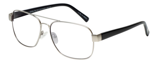 Profile View of Eyebobs Big Ball Designer Blue Light Blocking Eyeglasses in Gun Metal Silver Unisex Aviator Full Rim Metal 56 mm