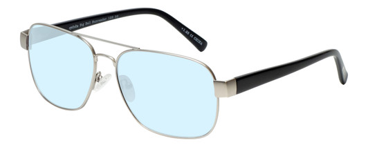 Profile View of Eyebobs Big Ball Designer Blue Light Blocking Eyeglasses in Gun Metal Silver Unisex Aviator Full Rim Metal 56 mm