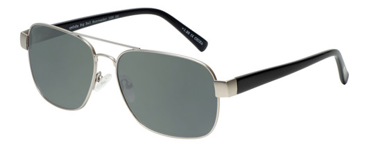 Profile View of Eyebobs Big Ball Designer Polarized Sunglasses with Custom Cut Smoke Grey Lenses in Gun Metal Silver Unisex Aviator Full Rim Metal 56 mm