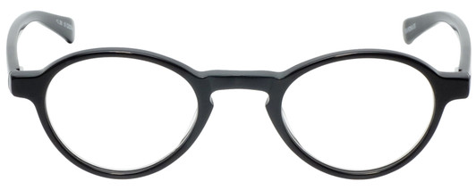 Front View of Eyebobs Board Stiff Ladies Round Oval Designer Reading Glasses Gloss Black 42 mm