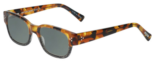 Profile View of Eyebobs Bossy Designer Polarized Sunglasses with Custom Cut Smoke Grey Lenses in Tortoise Havana Brown Gold Black Unisex Square Full Rim Acetate 51 mm