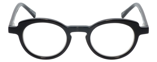 Front View of Eyebobs Cabaret Ladies Round Designer Reading Glasses Black Brown Crystal 40 mm