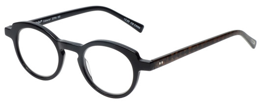 Profile View of Eyebobs Cabaret Ladies Round Designer Reading Glasses Black Brown Crystal 40 mm