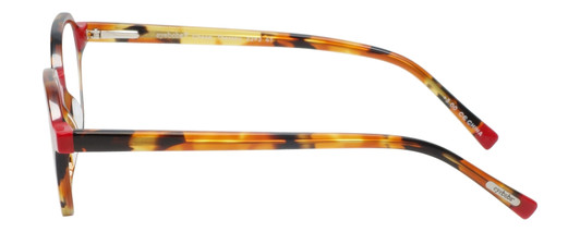 Side View of Eyebobs Cheap Therapy Designer Reading Eye Glasses with Prescription Bi-Focal Rx Lenses in Brown Red Gold Tortoise Havana Ladies Round Full Rim Acetate 45 mm