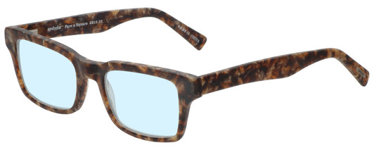 Profile View of Eyebobs Fare N Square Designer Progressive Lens Blue Light Blocking Eyeglasses in Matte Tortoise Brown Gold Marble Unisex Square Full Rim Acetate 51 mm