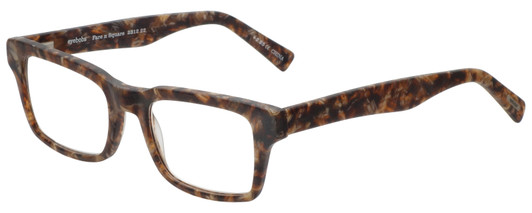 Profile View of Eyebobs Fare N Square Designer Progressive Lens Blue Light Blocking Eyeglasses in Matte Tortoise Brown Gold Marble Unisex Square Full Rim Acetate 51 mm