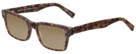 Profile View of Eyebobs Fare N Square Designer Polarized Sunglasses with Custom Cut Amber Brown Lenses in Matte Tortoise Brown Gold Marble Unisex Square Full Rim Acetate 51 mm